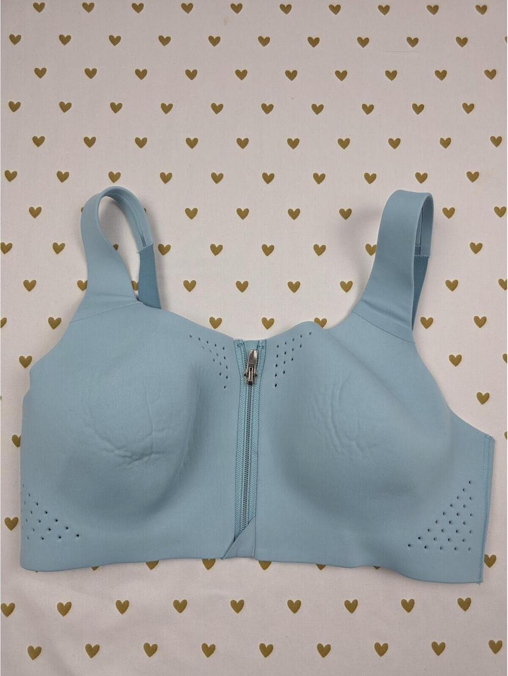 Victorias Secret Blue Vented SPORTS BRA Zip Supportive Exercise Support 34C